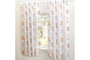 Delindo Lifestyle Kinderzimmer Gardine African, 140x175 cm, 1 Stück, verdeckte Schlaufen oder Kräuselband, Moderne weiße blickdichte Gardine für Mädchen und Jungen