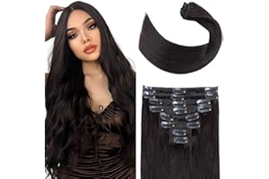 Elailite Clip in Hair Extension Human Hair Full Heal Real Remy Hair Extensions Standard Weft 8 Pieces Straight (10"-75g, #1B Natural Black)