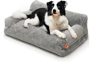 MEWOOFUN Legowisko dla kota, puszysta i miękka sofa dla kota, legowisko dla średnich i małych psów/kotów - urocze legowisko dla kota z antypoślizgowym dnem (szare, L)