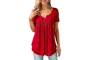 Florboom Shirts Womens Casual Button Up Blouse Long/Short/Sleeveless Sleeve Solid Color Swing Tops