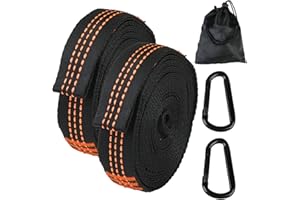 UNILLEA Harnais pour Hamac 2 Pièces, Sangles de Suspension pour Hamac avec 2 Mousquetons, Réglable, Longueur de 2 Mètres, Capacité Maximale de 300 kg, Idéal pour Camping, Activités de Plein Air et Voyage