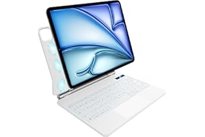 NIMIN Teclado para iPad Air de 11 pulgadas M2 2024,iPad Air 5ª/4ª Gen y iPad Pro de 11 pulgadas (4ª, 3ª, 2ª, 1ª Gen),Retroiluminación de 7 colores,Panel táctil multi-touch,diseño flotante magnético,Blanco