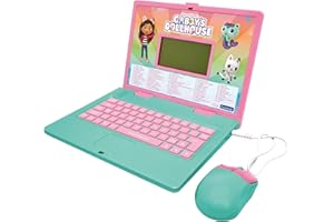 Lexibook, Gabby's Dollhouse, computer educativo bilingue tedesco/inglese, 124 attività in lingua, scrittura, matematica, logica, musica e giochi, rosa/blu JC598GDHi3