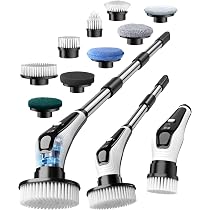 Brosse De Nettoyage Électrique Pour Salle De Bain - Manche Réglable, Affichage, Pour Baignoire, Carrelage, Toilettes - 12