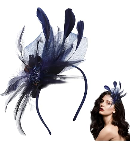 Fascinators Cappello Cocktail Tea Party Copricapo Fiore Mesh Organza Nastri Piume su una fascia e una clip a forcella per ragazze e donne (Floral Mesh Purple
