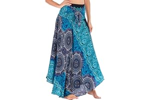 Adigaber Womens 2in 1 Vintage Maxi Skirt Floral Print Bohemia High Waist Summer Long Dresses Elegant A-Line Skirt for Party Beach Photos