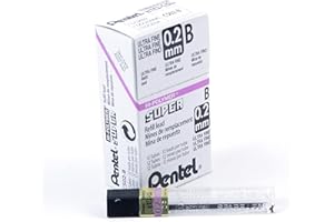 SUPER HI-POLYMER Pentel C502-B Lot de 12 Etuis de 12 mines pour porte-mines B 0,2 mm