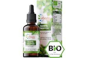‎VIHADO Vihado Natur Bio Hanföl Keto Tropfen aus Hanfsamenöl hochdosiert - Omega 3 Öl vegan - 100% rein und kaltgepresst, 30 ml (1100 Tropfen)