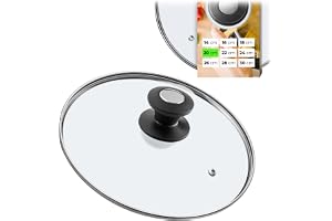 KADAX glaslock, grytlock Ø 20 cm med svart och silverhandtag, värmebeständigt, med ånghål, universellt lock för kastruller oc