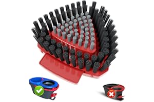 FATMASS Upgraded Spin Mop Replace Scrub Brush Only Compatible with Vileda Rinseclean/H2PrO System, More Layers of Bristles Great for Kitchen, Deck, Bathroom (Small，NOT for vileda others system)