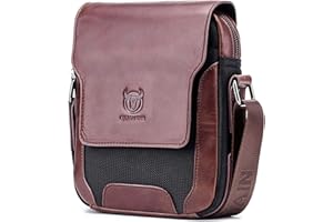 BAIGIO Bolso Bandolera de Piel para Hombres Bolso Mensajero Pequeño de Cuero Bolsa Messenger Hombro Bolso de Negocios Bolsa Cruzada Cuerpo Cartera Diario para Negocios Deporte Casual
