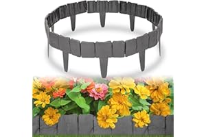 Trintion Rasenkante Kunststoff 2.5M Beeteinfassung Steinoptik Beetumrandung Gitterbett Umzäunung Gartenzaun Beetbegrenzung Höhe 10,5cm Rasenkantensteine für Obstgärten Beete Wege 10 Stück