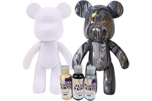 Generisch Kit de Peinture Liquide en Forme d'Ours - Bricolage Créatif pour Décoration de la Maison - 3 Couleurs, Pinceau, Nappe Inclus