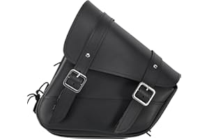DREAM APPAREL Motorcycle Swingarm Bag with Black Synthetic Leather, Swing Arm Bag Motorcycle Saddlebag Left Side Tool Bag Fit for Softail/Triangulated Swingarm Models Dyna Low Rider Fat Bob, Style1