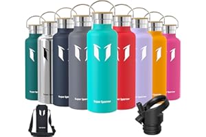 ‎SUPER SPARROW Super Sparrow Butelka na wodę ze stali nierdzewnej - 350 ml / 500 ml / 620 ml / 750 ml / 1L - Izolowana próżniowo metalowa butelka na wodę - Kolba bez BPA ze słomką do pracy, siłowni, podróży, sportu