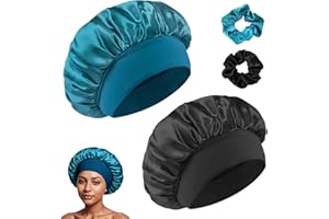 ANEI Gorro De Seda Para Dormir,Gorro De Para Dormir Para Pelo Rizado Con Banda Ancha Elástica