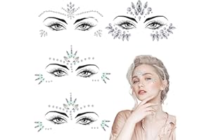AURORAYER Strass Autocollant Visage, 4 Feuilles Gemmes de Visage Paillettes Visage Festival Strass Visage Tatouage Temporaire Bijoux de Visage Diamant Yeux pour Maquillage Festival