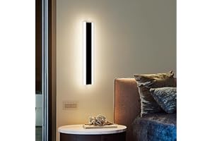 Mikeru 40CM Wall Lights, 18W Contemporary Outdoor Wall Lights 3000K Warm White Black Outdoor Wall Lights Outside Lights with Mains Power Hard-Wired Outside Wall Light for Hallway, Balcony