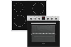 Telefunken Einbauherd-Set | Elektro-Herd-Kochfeld-Kombination | Backofen mit Ober-Unterhitze und Umluft | Glaskeramik-Kochfeld mit 4 Zonen | Teleskopauszug | 78 Liter | 60 cm | Herdset B-HS-75-C-I