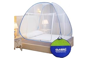 Classic Mosquito Net for Double Bed | King Size Foldable Machardani | Polyester 30GSM Strong Net | PVC Coated Corrosion Resis