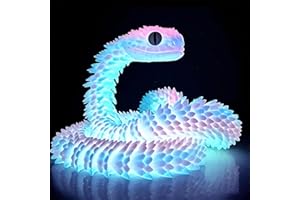 ZHONGKO 3D Printed Snake, 24In 3D Printed Glow in the Dark Snake Toy, 3D Printed Toys with Articular Mobility, Kids' Play Animal Figures ，Realistic Desktop Decoration for Stress Relief