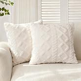 Simpeak 2 Pieces Cushion Covers with 3D Braided Design, 45 x 45 cm, Super Soft Plush Pillow Case Cushion Cover for Sofa, Bedr
