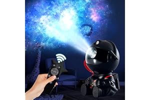BestYiJo Projecteur de Galaxie D'astronaute Starry Sky Night Light, Astronaut Projecteur D'étoiles avec Télécommande, 15 Mode Lumière, Rotation à 360 ° pour Cadeaux pour Enfants (Noir Étoile)