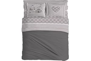 PENSIERI DELICATI Completo Letto Matrimoniale, Flanella 100% Cotone Caldo e Morbido, 2 Piazze 180x200cm, Include Lenzuolo Sotto, Sopra e 2 Federe, Made in Italy, Chalet Beige