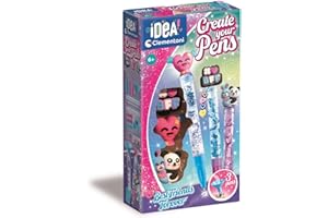 Clementoni Idea Deine Stift-Kreationen BFF beste Freunde für immer - DIY Stifte-Set mit tollen Accessoires - Bastelset zum Stifte selber machen, Kreativspielzeug für Kinder ab 6 Jahren, 18872