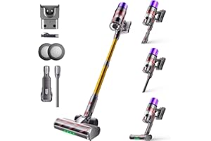 ISWEEPR X7 Aspirapolvere senza Fili 55Kpa/600W/80Min, Scopa Elettrica senza Fili Potente con Display LED, Sensore di Polvere, Spazzola Verde Anti Groviglio, per Tappeti Pavimento Peli Animali