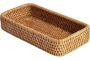 PSFXBM Rattan Tray, Key Bowl for Hallways, Entryway Decorative Basket, Key Tray, Key Dish, Organiser for Keys, Perfume, Candles, Coffee Table Decor, Bathroom Countertop Storage, Candle, Ornament