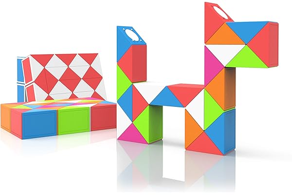 ROXENDA Serpent Magique avec 24 Blocs, Magic Snake Cube Twist Puzzle - Jeux de Puzzles 3D Fidget Cube Serpent Magique Cadeau Anniversaire pour Enfants et Adultes - 1 Pack (Multicolore)