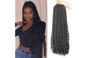 Xtrend 18 pouce Passion Twist Cheveux 6Packs 22strands / Pack Pré Boucle Synthétique Cheveux Naturels Vague Eau Crochet Passion Twist Cheveux pour Femmes Noir 1B #