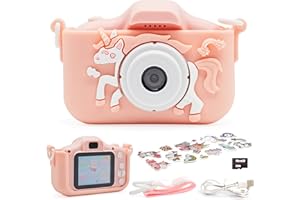 Tyares Macchina Fotografica Bambini con Istruzioni in Italiano e Ebook Illustrato in Regalo, Ricaricabile, SD Card 32GB Inclusa, Fotocamera Digitale con Cover Antiurto, Gioco per Compleanno e Natale