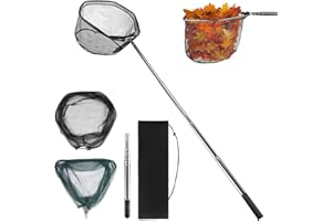 wiipara Teichkescher 155cm, Teich Kescher mit Teleskopstange, Stabil und Klappbar, Aluminium Aquarium Poolkescher für Algen, Schwimmbad, Gartenteich Reinigung, Pool Zubehör