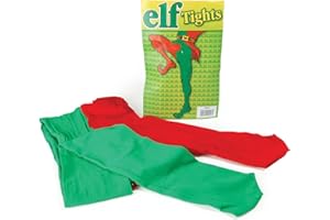 Bristol Novelty BA043 Elf Tights Fancy Dress Accessory, Womens, Green/Red, One Size