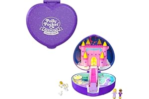 Polly Pocket Keepsake Collection Starlight Castle Compact, Enchanted Castle Theme, Special Box, Polly & Prince dolls, Carriage, Swan & Unicorn Figures, Collectible Gift for Polly Fans, HFJ64