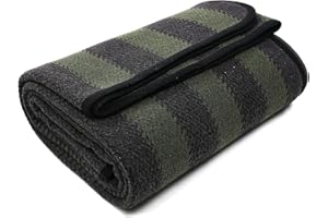 PuTian Merino Wool Blanket - 63" x 51" Thick Warm Soft Twin Bed Throw - Great for Camping, Outdoors, Travel, Car, Couch, All Seasons Green Stripe