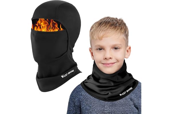 AYPOW Termisk balaclava för barn, multifunktionell vindtät varm skidmask cykling balaklava heltäckande ansiktsskydd under hjälm hatt med halsvärmare, för 4-10 år pojkar flickor barn vinter