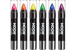 Moon Glow Neon UV Face Paint Stick / Body Crayon trucco per viso e corpo - Si illumina brillantemente sotto l'illuminazione UV, 6 pezzi (confezione da 1)