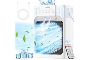 YeXhot Climatizzatore Portatile,Raffrescatore D'aria Con Telecomando, 1200ml，3 Velocità Della Ventola E Timer Da 2-8 Ore, 3 Nebbie Fredde E 7 Luci Led, Mini Condizionatore Portatile Per Uso Personale
