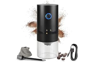 BICMTE Electric Burr Coffee Grinder Portable, 4 Cups/30g/1oz Compact Automatic Conical Burr Grinder Coffee Bean Grinder with Muli Grind Setting, USB Rechargeable, Cleaning Brush Included (Blue)