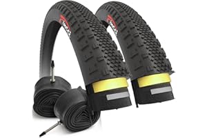 Fincci Gravel Bike 700 x 38c Tyres - Pair Foldable 700c Tyres with 1mm Nylon Puncture Proof and 2x Inner Tube 40-622 Schrader/Presta Valve, 30 TPI for Electric, Hybrid, Mtb, Road and Touring Bicycles