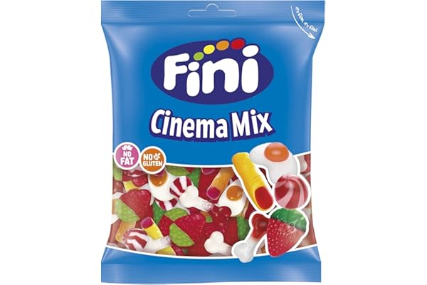 Fini Cinema Mix | Gominolas Surtidas | Caramelos de Goma Sin Gluten y Sin Grasas | Golosinas y Chuches para Cumpleaños, Navidad, Halloween y Regalos - 500 gr