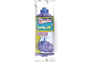 Spontex Tête de balai Mosaik - Tête de balai à franges Microfibre - Compatible avec les manches Spontex - 1 Tête de balai