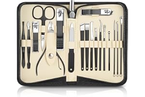 Set Manicure Professionale 18 Pezzi,DUAIU Set Tagliaunghie,Kit Pedicure Manicure per Uomo/Donna,Set Unghie Grooming Kit con Borsa da Viaggio