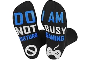 FGFD&OU Calze per Donna e Uomo Cotone Calzini di Natale del Regalo Calzini Divertenti con Testo Antiscivolo Do Not Disturb, I'm Gaming Calze per Unisex Inverno Autunno Primavera