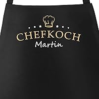 SpecialMe® Küchen-Schürze eigener Name Schriftzug Chefkoch individualisierbar Kochschürze Männer personalisierte…