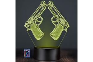 HPBN8 Ltd Creativo 3D Pistola Luce Della Notte 3D LED Lampada 7/16 Colori Lampada da Tavolo USB Power Telecomando Giocattoli per Decor di Natale Regalo di Compleanno