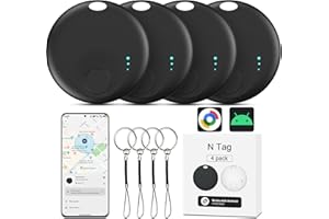 FUYAOSC Air Tracker Tag Android, 4 Pack Smart Tag Android Schlüsselfinder Key Finder kompatibel mit Google Find Hub APP (Android NUR), Bluetooth Tracker für Gepäck,Brieftasche,Koffer (Schwarz)